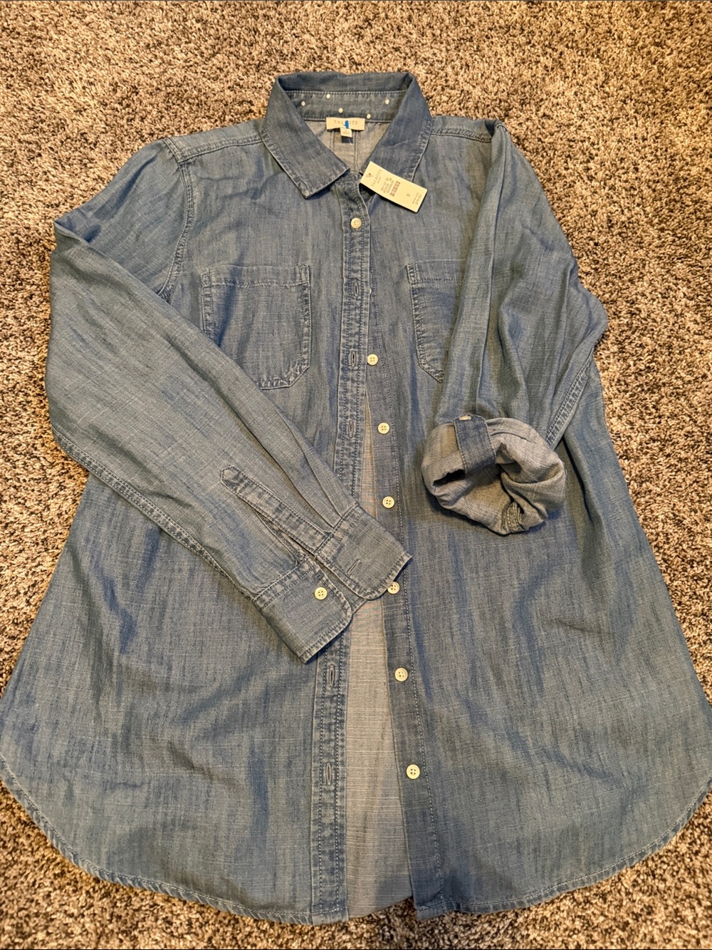 Talbots Light Wash Denim-Style Button Down Shirt